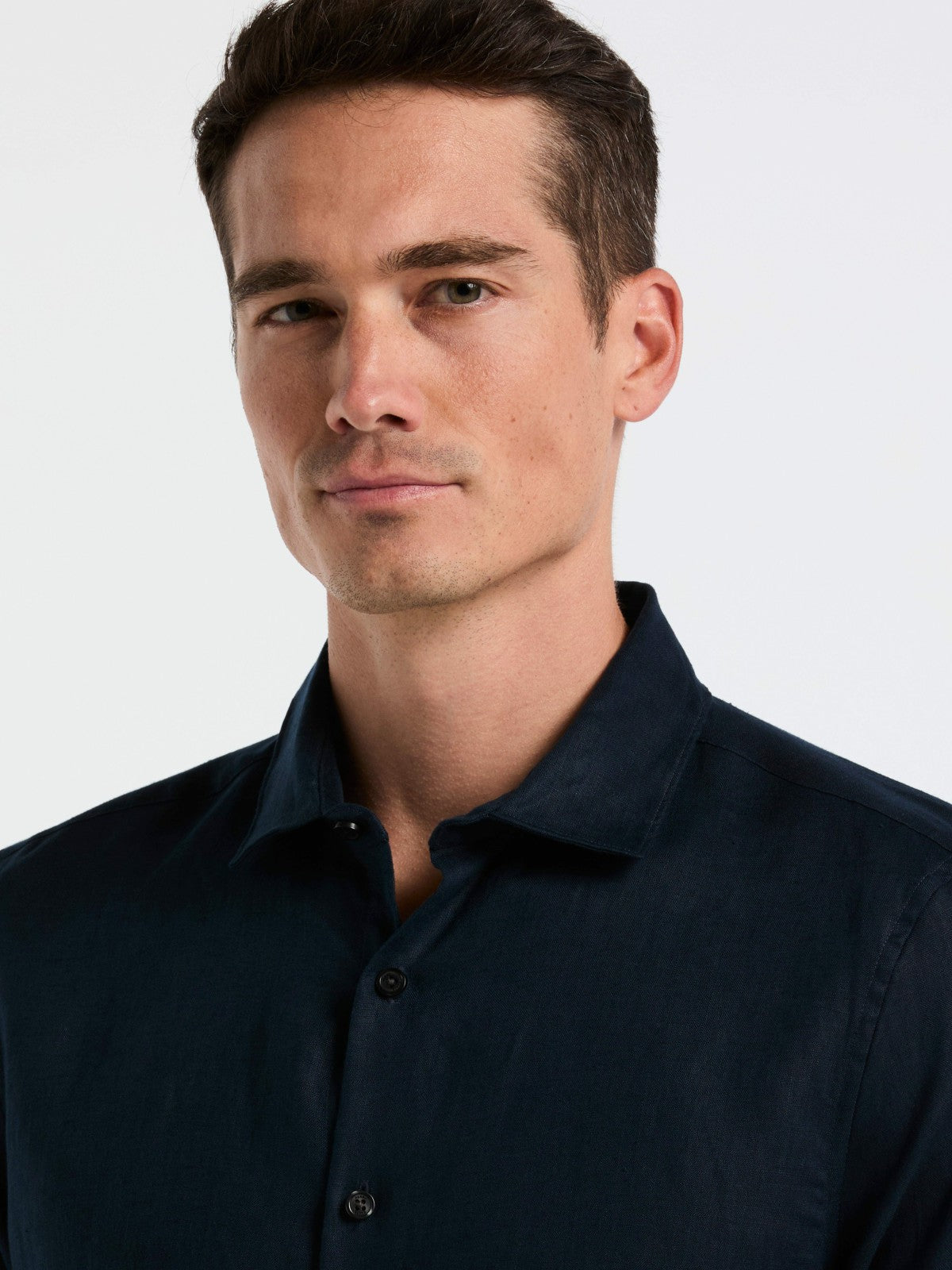 Solid Linen Shirt -  Perry Ellis US