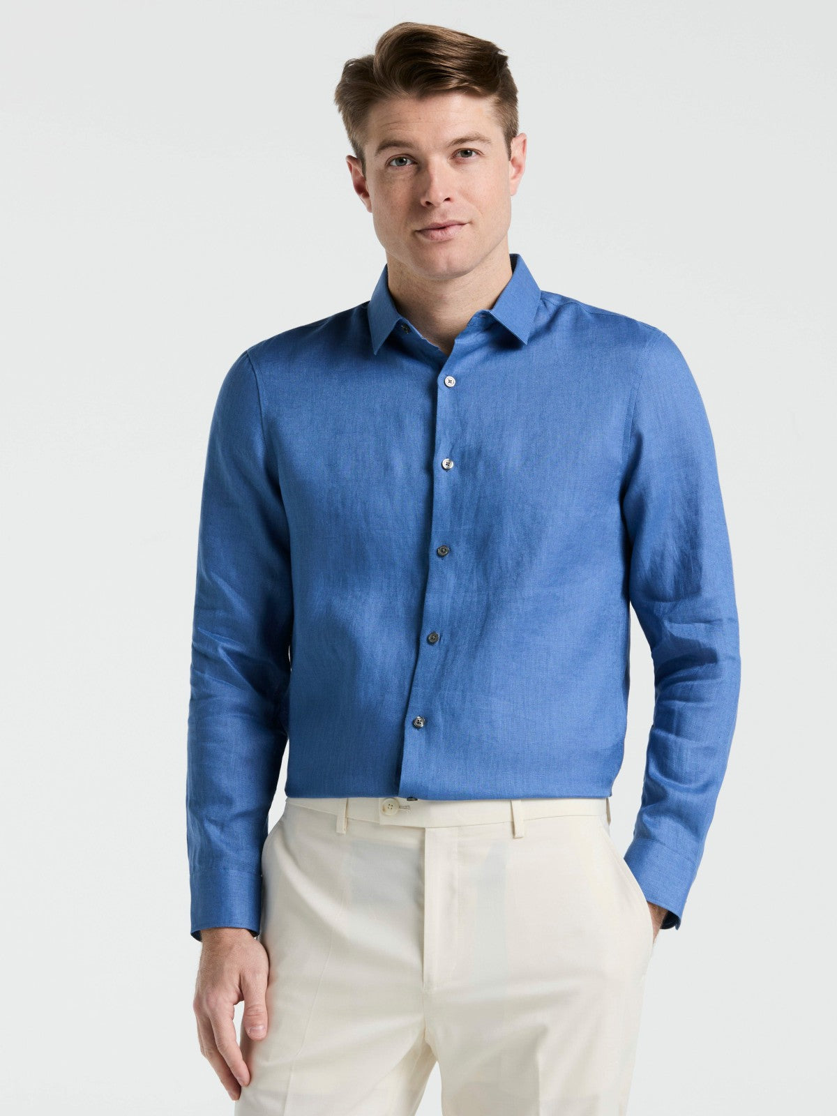 Solid Linen Shirt -  Perry Ellis US