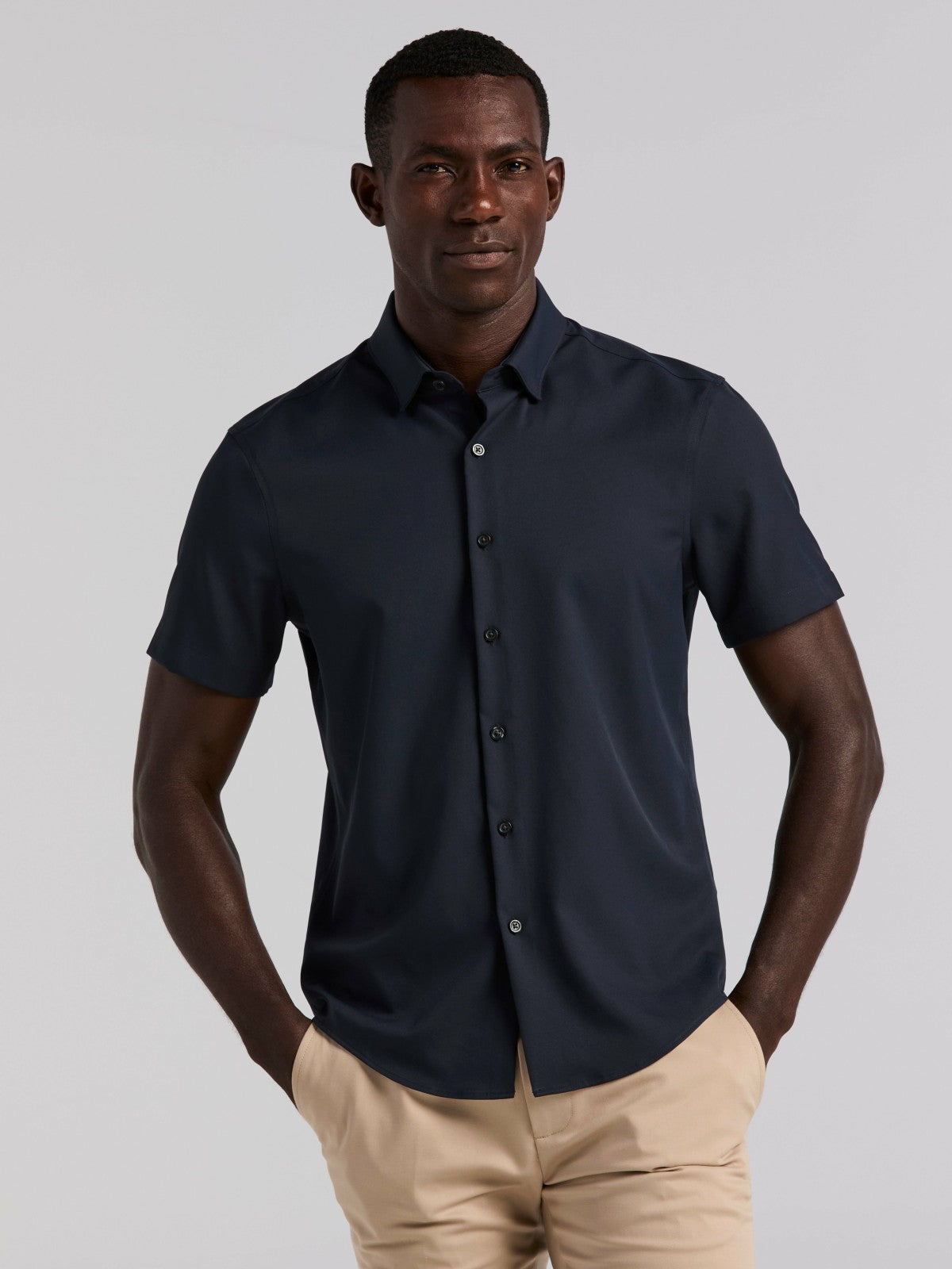 Slim Fit Total Stretch Solid Shirt -  Perry Ellis sale
