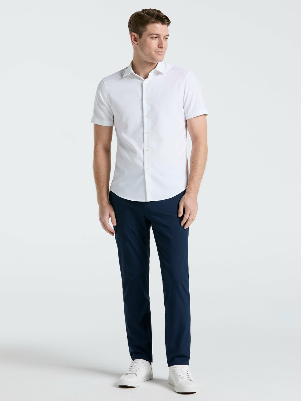 Slim Fit Total Stretch Solid Shirt -  Perry Ellis sale
