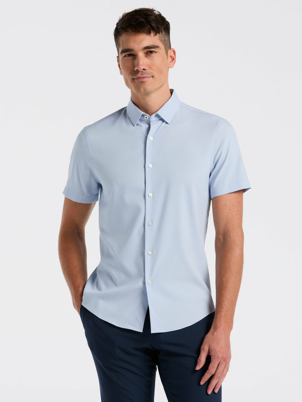 Slim Fit Total Stretch Solid Shirt -  Perry Ellis sale