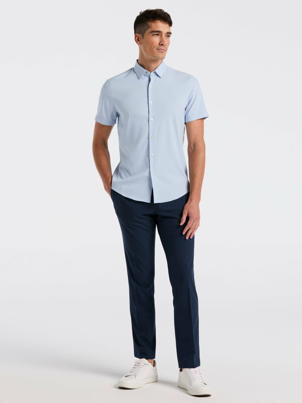 Slim Fit Total Stretch Solid Shirt -  Perry Ellis sale
