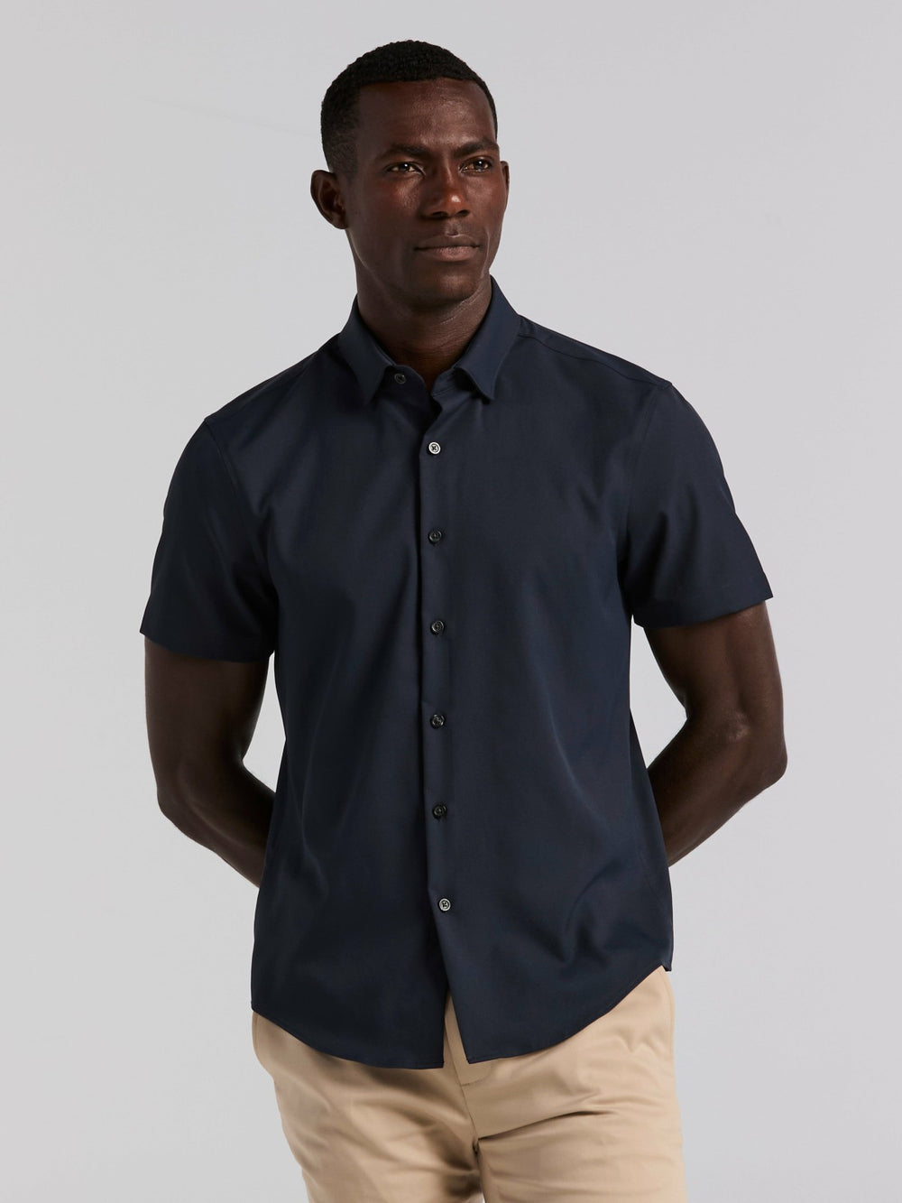 Slim Fit Total Stretch Solid Shirt -  Perry Ellis sale