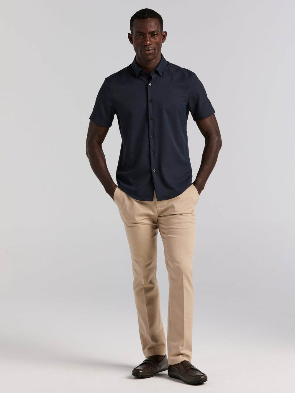 Slim Fit Total Stretch Solid Shirt -  Perry Ellis sale