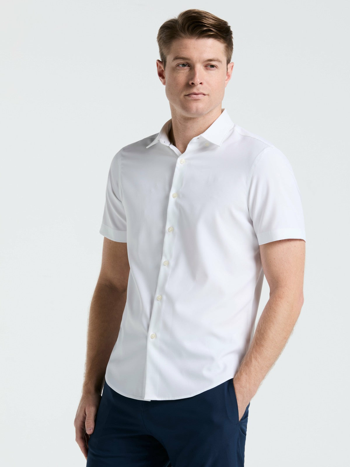 Slim Fit Total Stretch Solid Shirt -  Perry Ellis sale