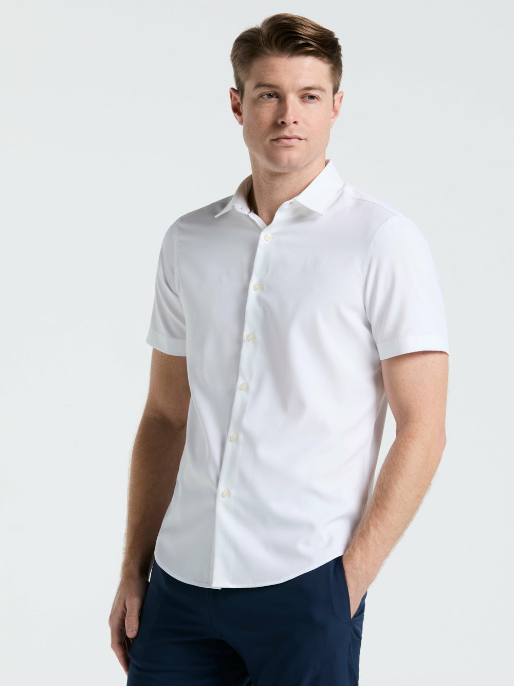 Slim Fit Total Stretch Solid Shirt -  Perry Ellis sale