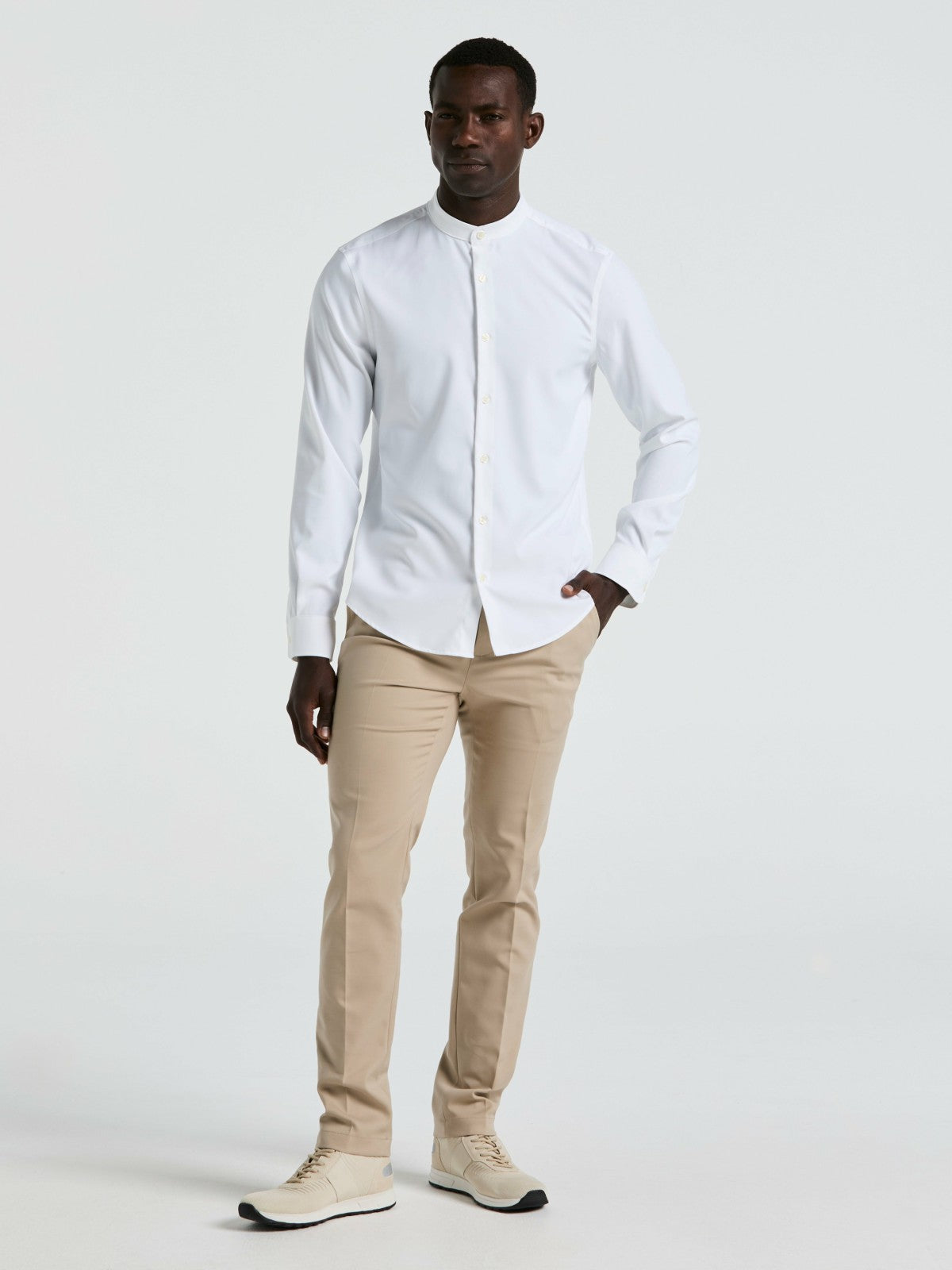 Men's Untucked Total Stretch Slim Fit Banded Collar Shirt - Perry Ellis -  Perry Ellis for sale