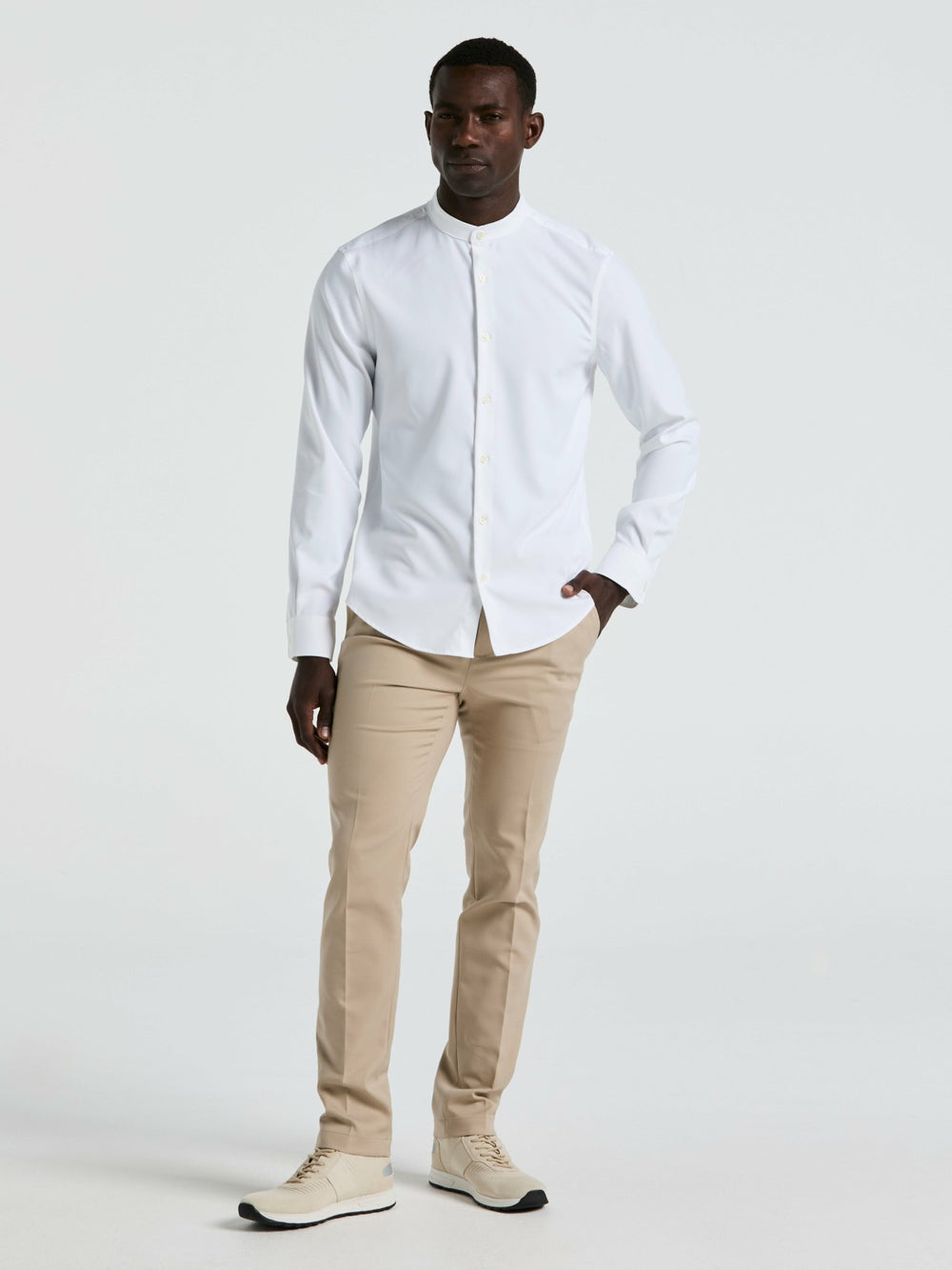Men's Untucked Total Stretch Slim Fit Banded Collar Shirt - Perry Ellis -  Perry Ellis for sale