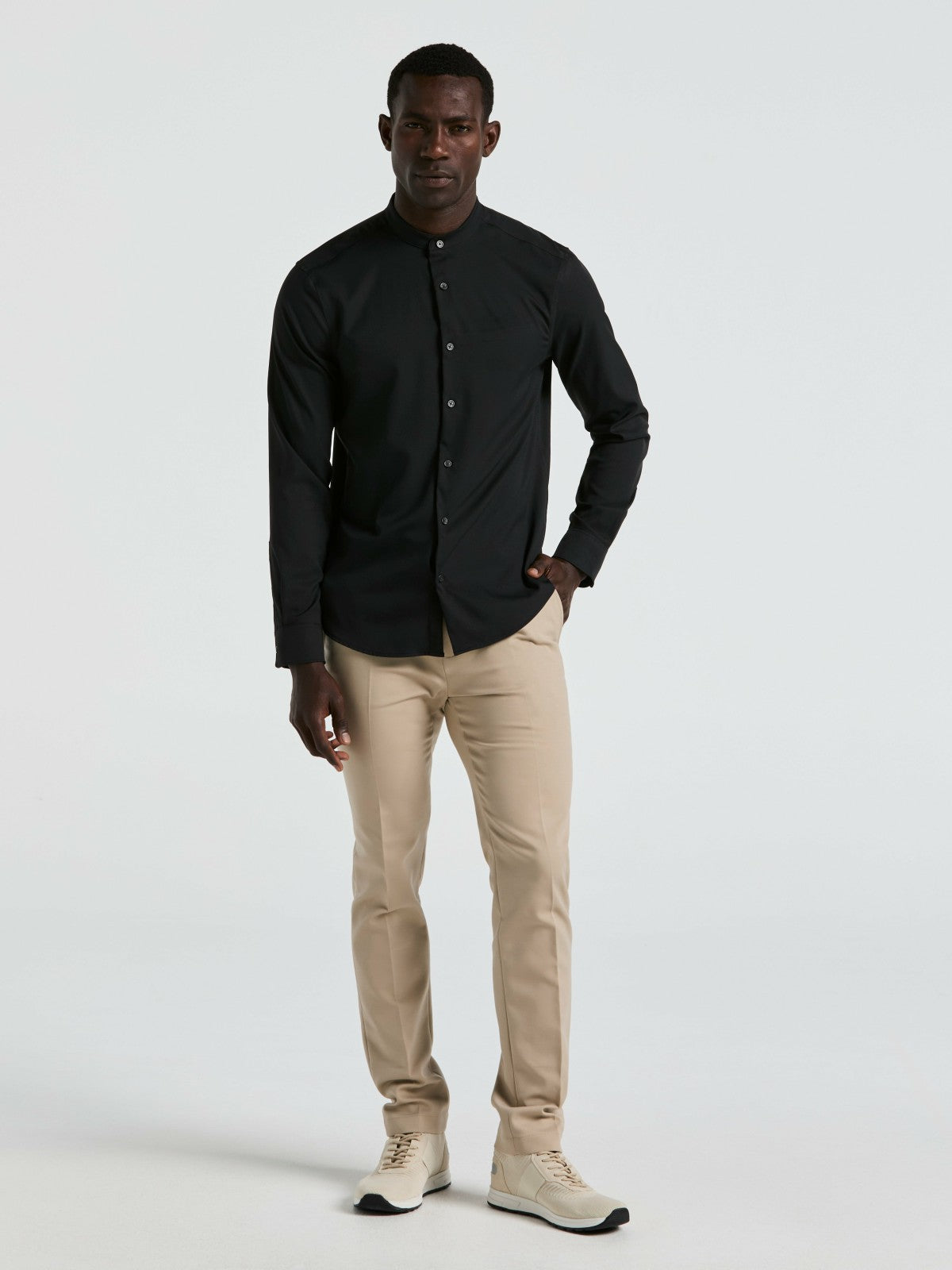 Men's Untucked Total Stretch Slim Fit Banded Collar Shirt - Perry Ellis -  Perry Ellis for sale