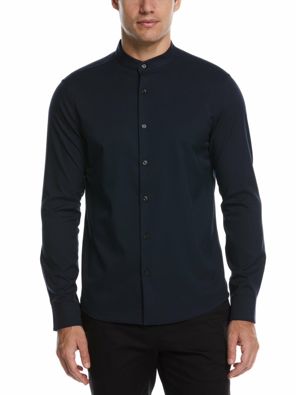 Men's Untucked Total Stretch Slim Fit Banded Collar Shirt - Perry Ellis -  Perry Ellis for sale