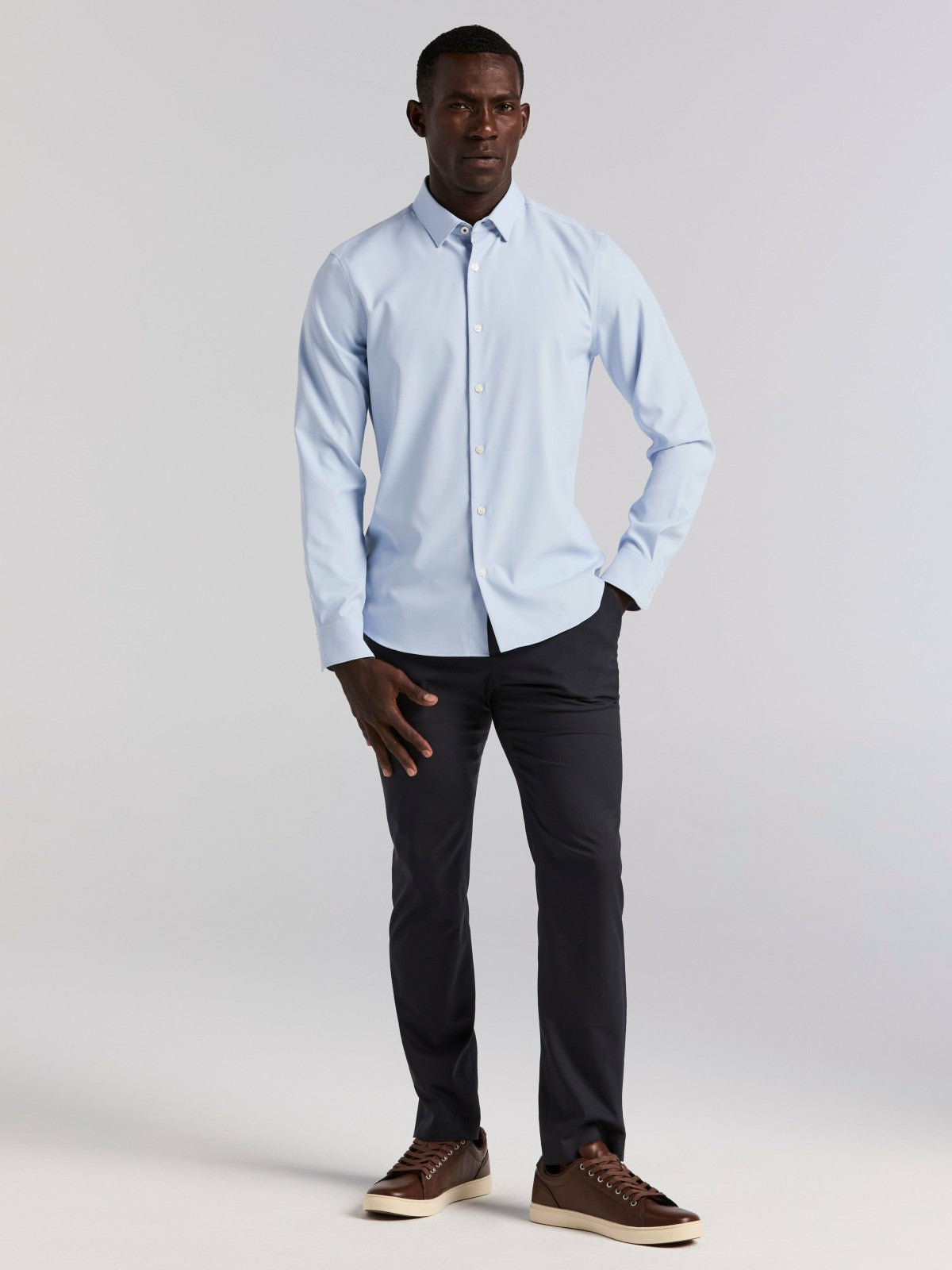 Untucked Total Stretch Slim Fit Shirt -  Perry Ellis on sale