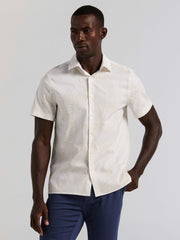 Textured Leaf Print Cotton Shirt -  Perry Ellis sale