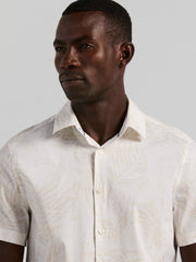 Textured Leaf Print Cotton Shirt -  Perry Ellis sale
