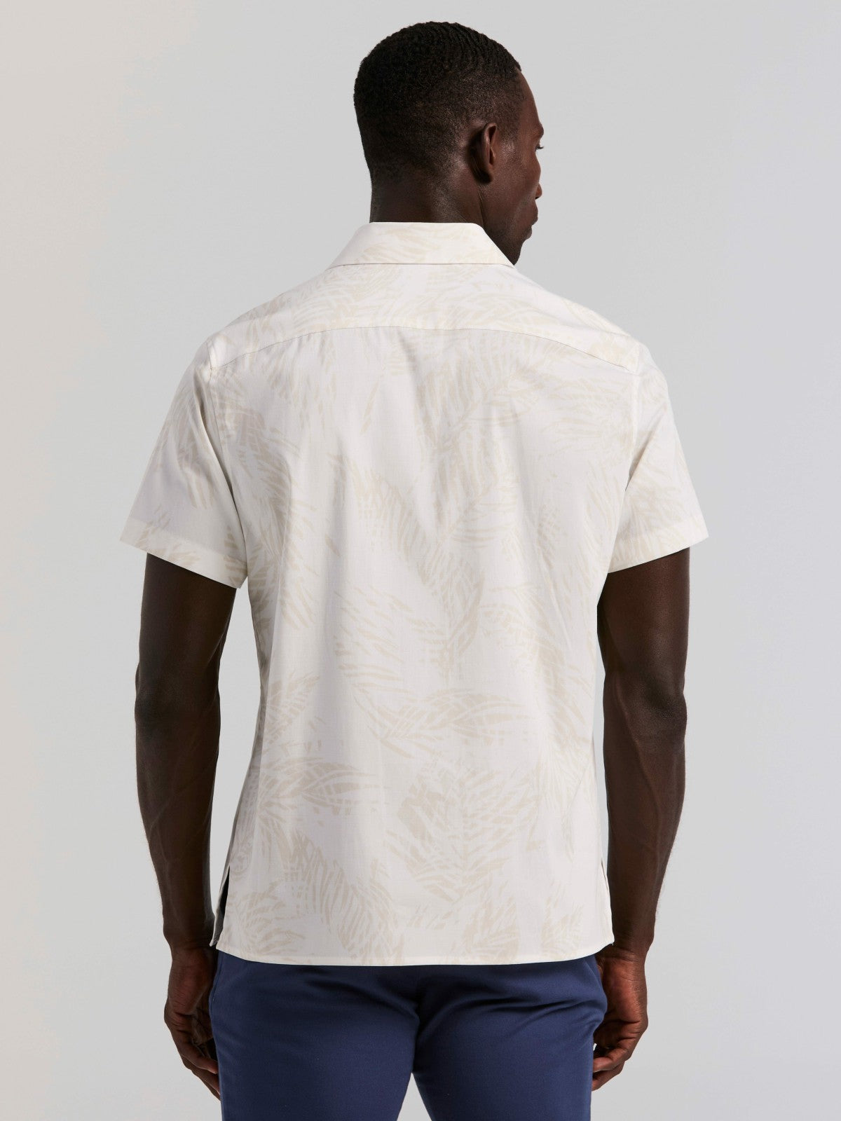 Textured Leaf Print Cotton Shirt -  Perry Ellis sale