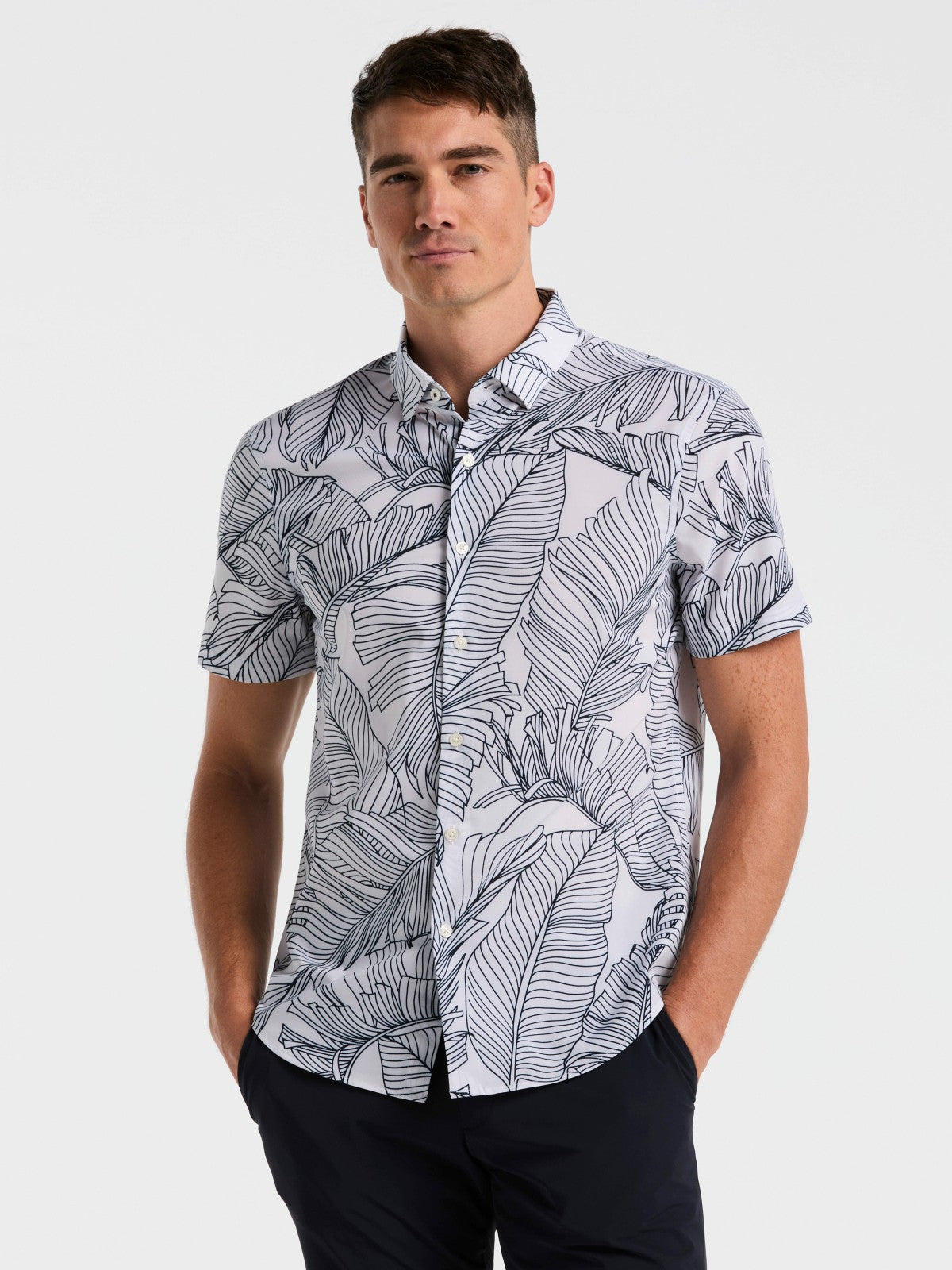 Slim Fit Botanical Print Shirt -  Perry Ellis for sale