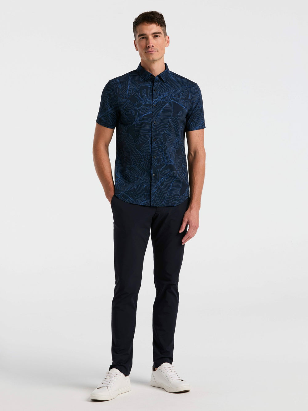 Slim Fit Botanical Print Shirt -  Perry Ellis for sale