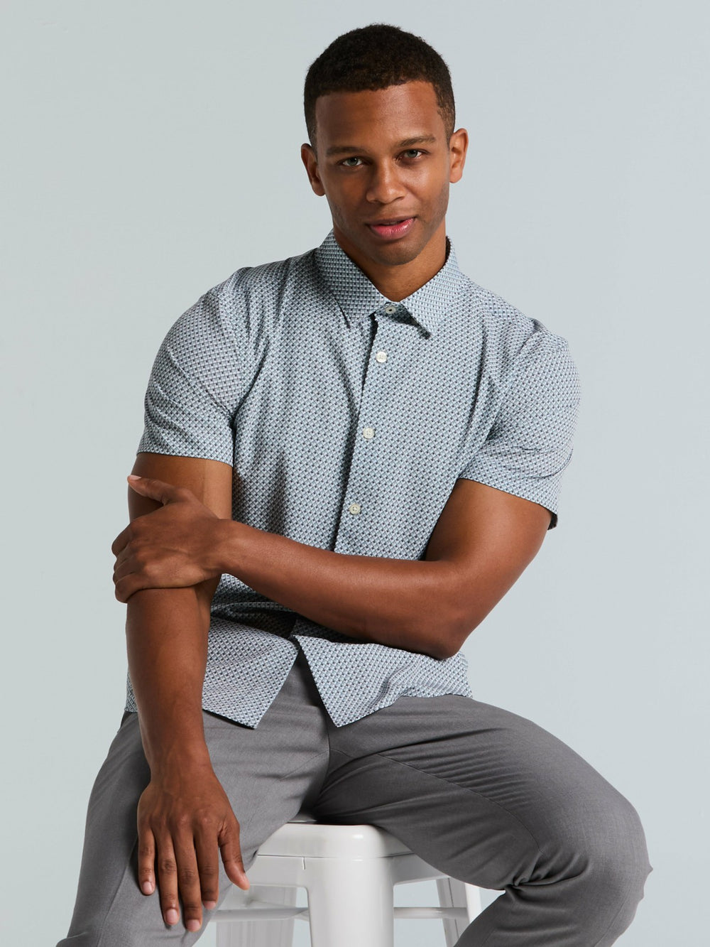 Slim Fit Cube Geometric Print Shirt -  Perry Ellis on sale