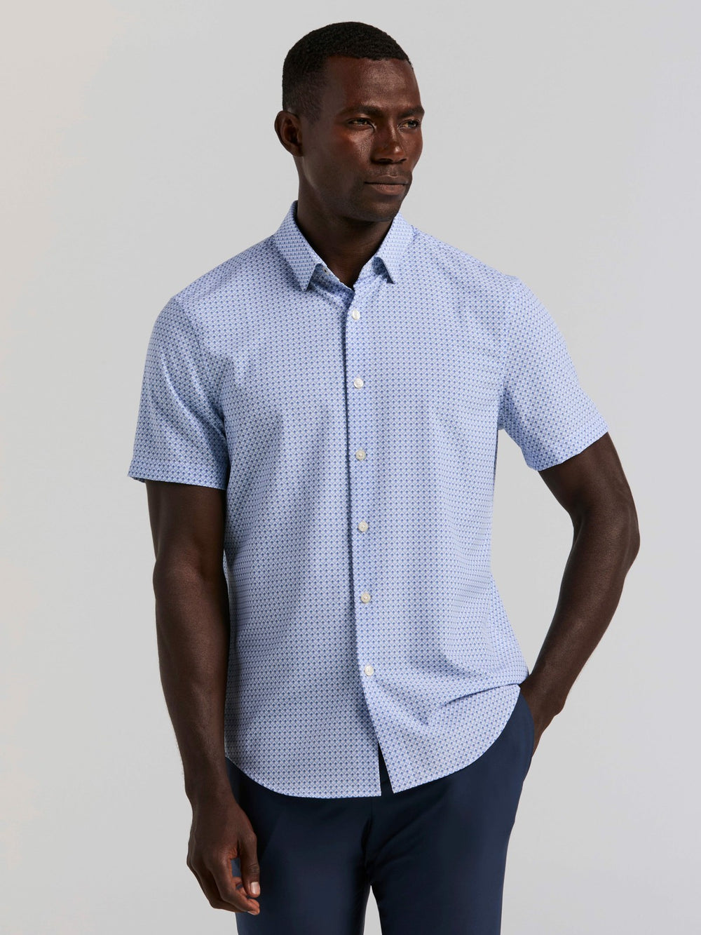Slim Fit Cube Geometric Print Shirt -  Perry Ellis on sale