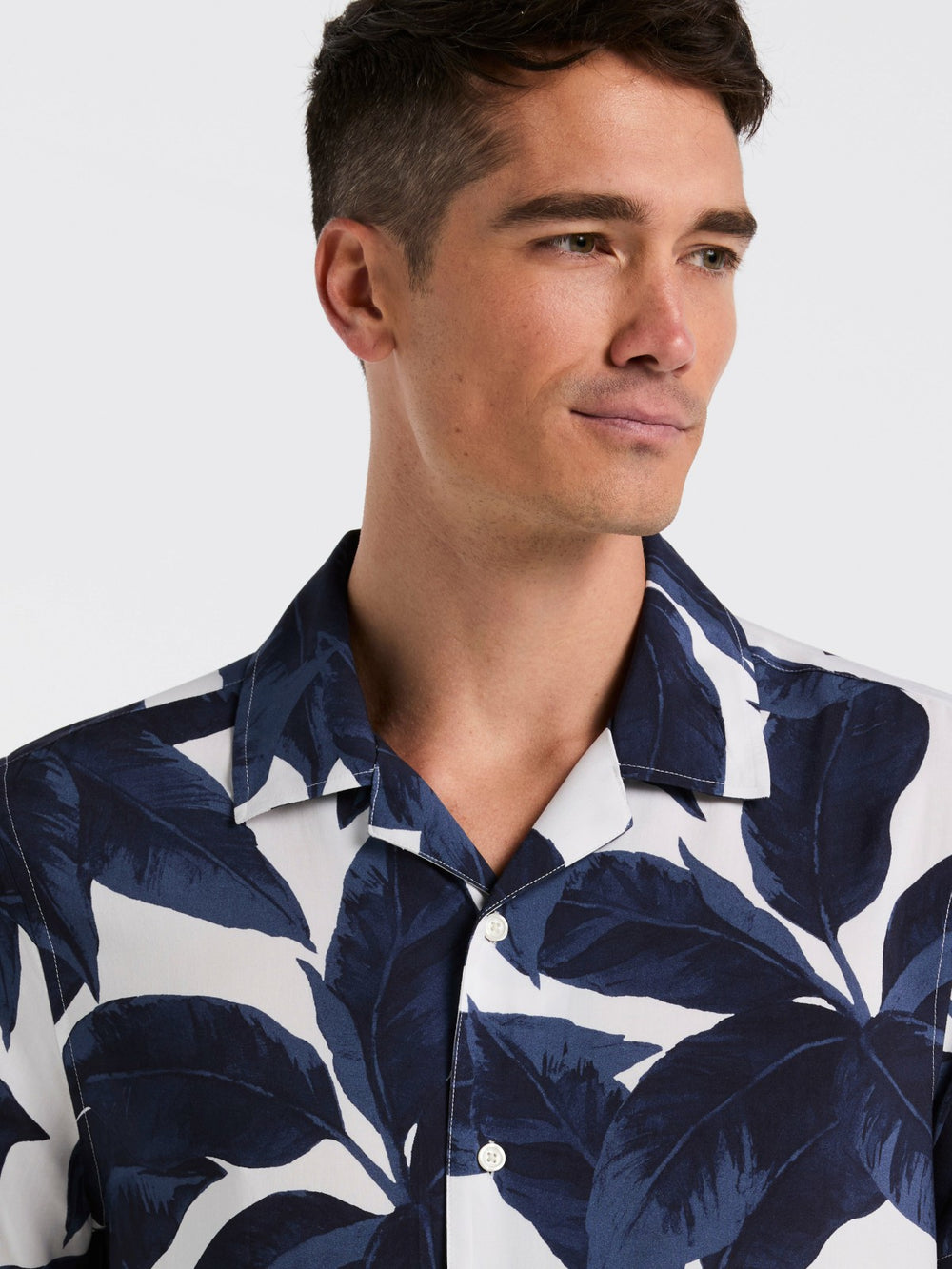 Tropical Plant Print Camp Collar Shirt -  Perry Ellis online