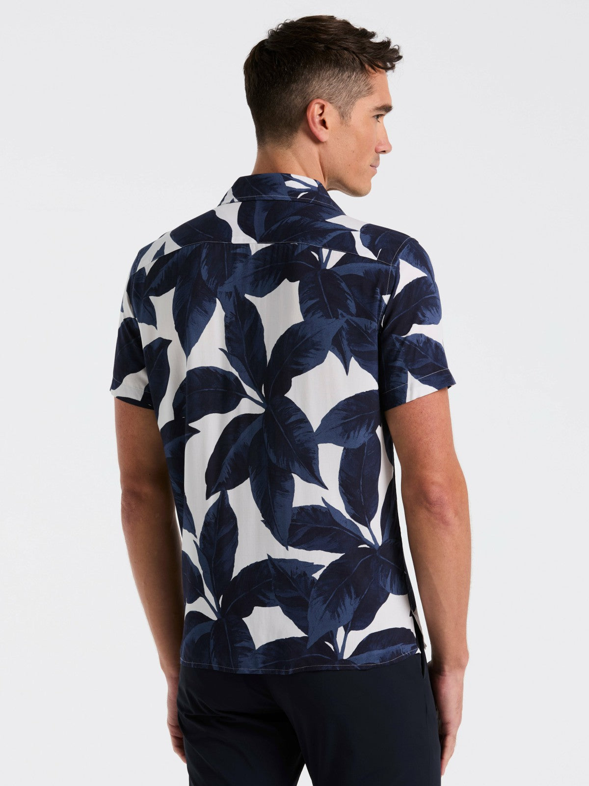 Tropical Plant Print Camp Collar Shirt -  Perry Ellis online