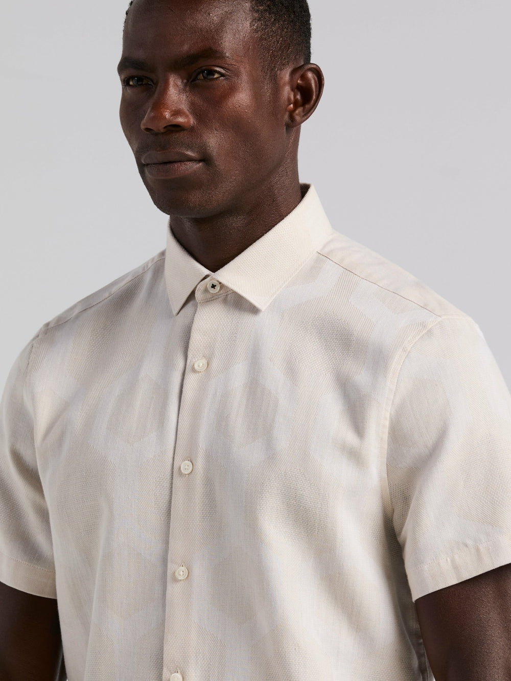 Cotton Linen Geo Jacquard Shirt -  Perry Ellis discount