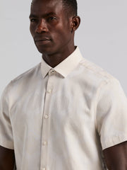 Cotton Linen Geo Jacquard Shirt -  Perry Ellis discount