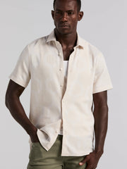 Cotton Linen Geo Jacquard Shirt -  Perry Ellis discount