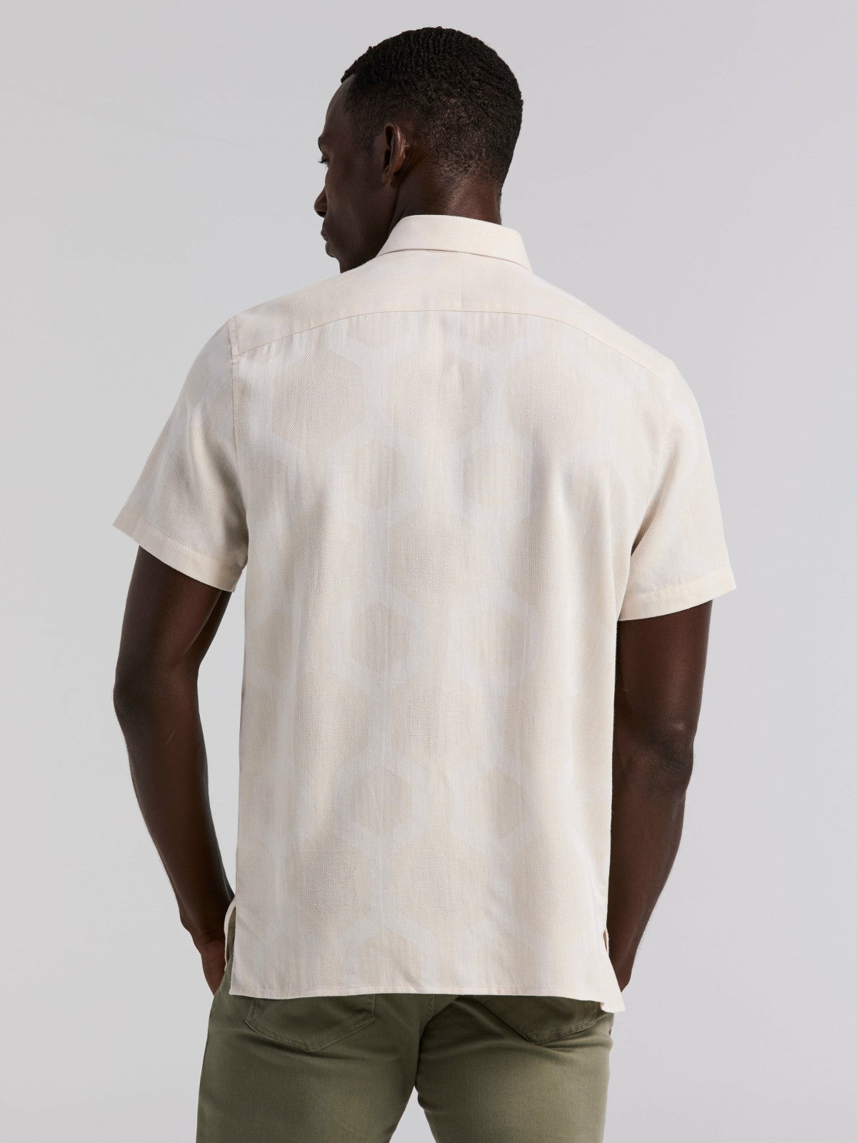 Cotton Linen Geo Jacquard Shirt -  Perry Ellis discount