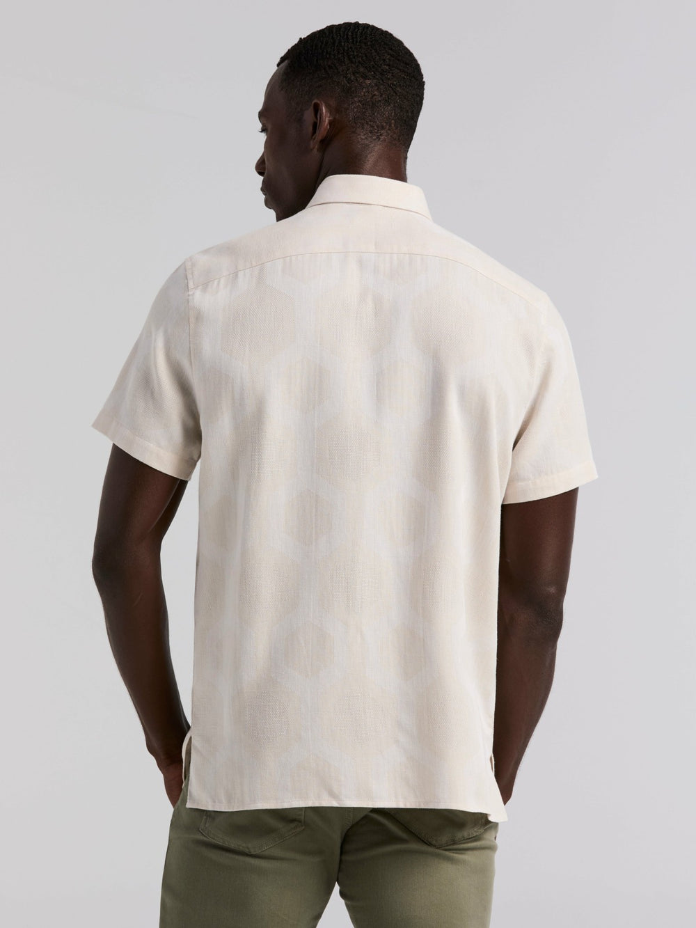 Cotton Linen Geo Jacquard Shirt -  Perry Ellis discount