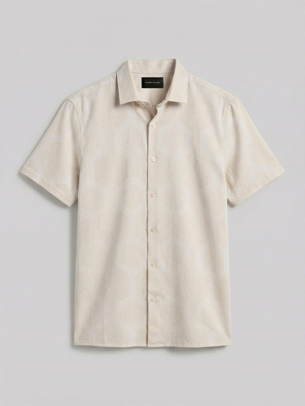 Cotton Linen Geo Jacquard Shirt -  Perry Ellis discount