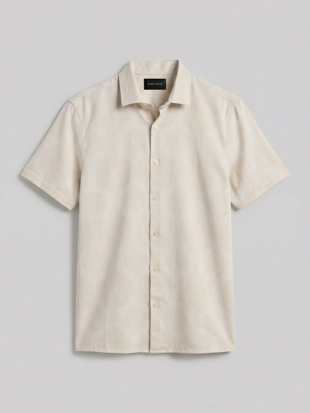 Cotton Linen Geo Jacquard Shirt -  Perry Ellis discount