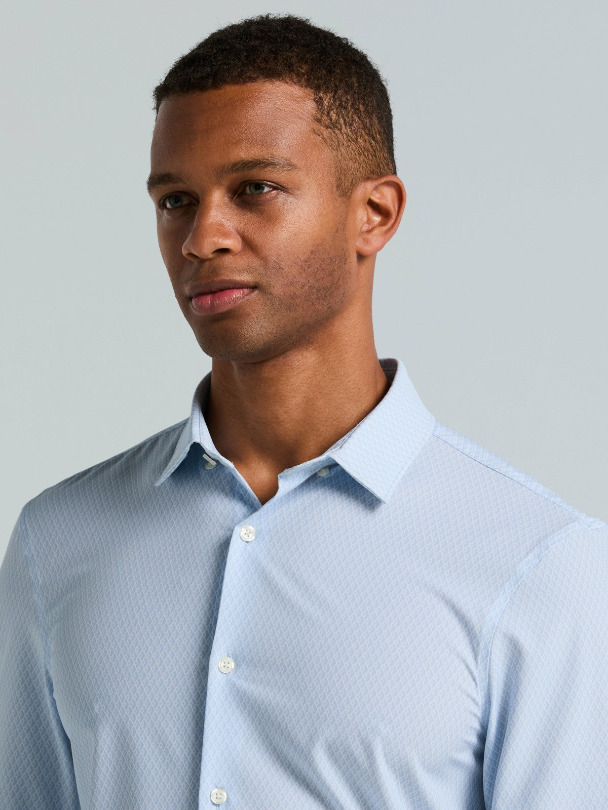 Slim Fit Total Stretch Diamond Geo Print Shirt -  Perry Ellis US