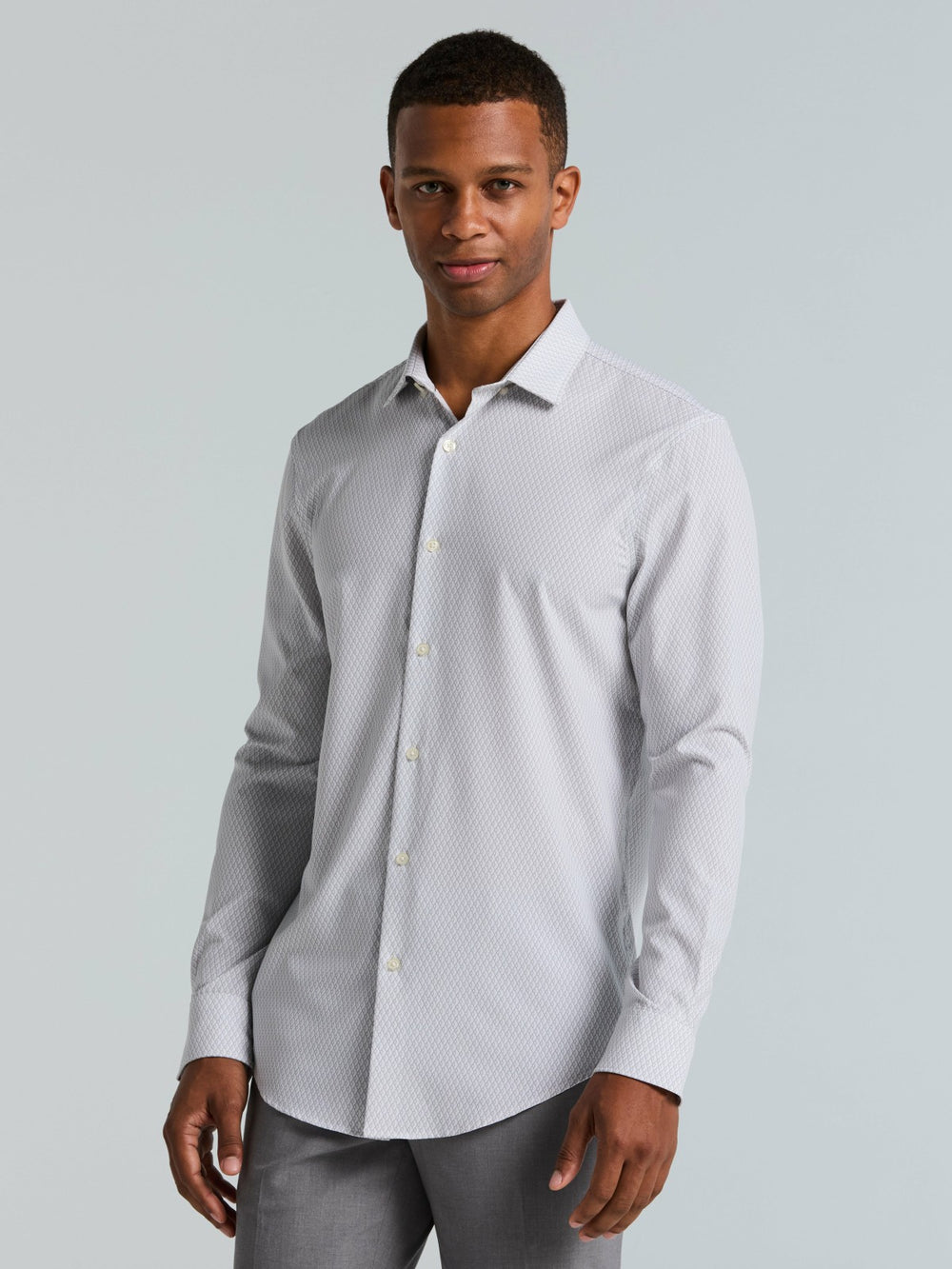Slim Fit Total Stretch Diamond Geo Print Shirt -  Perry Ellis US