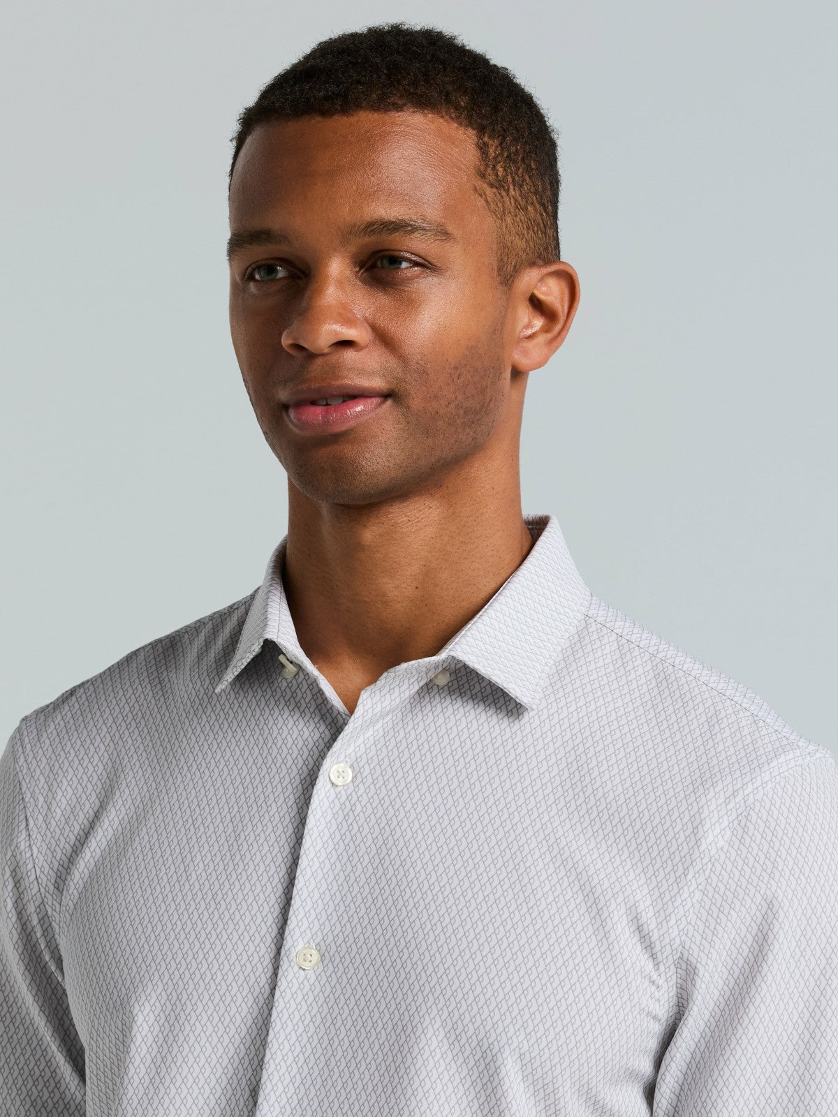Slim Fit Total Stretch Diamond Geo Print Shirt -  Perry Ellis US