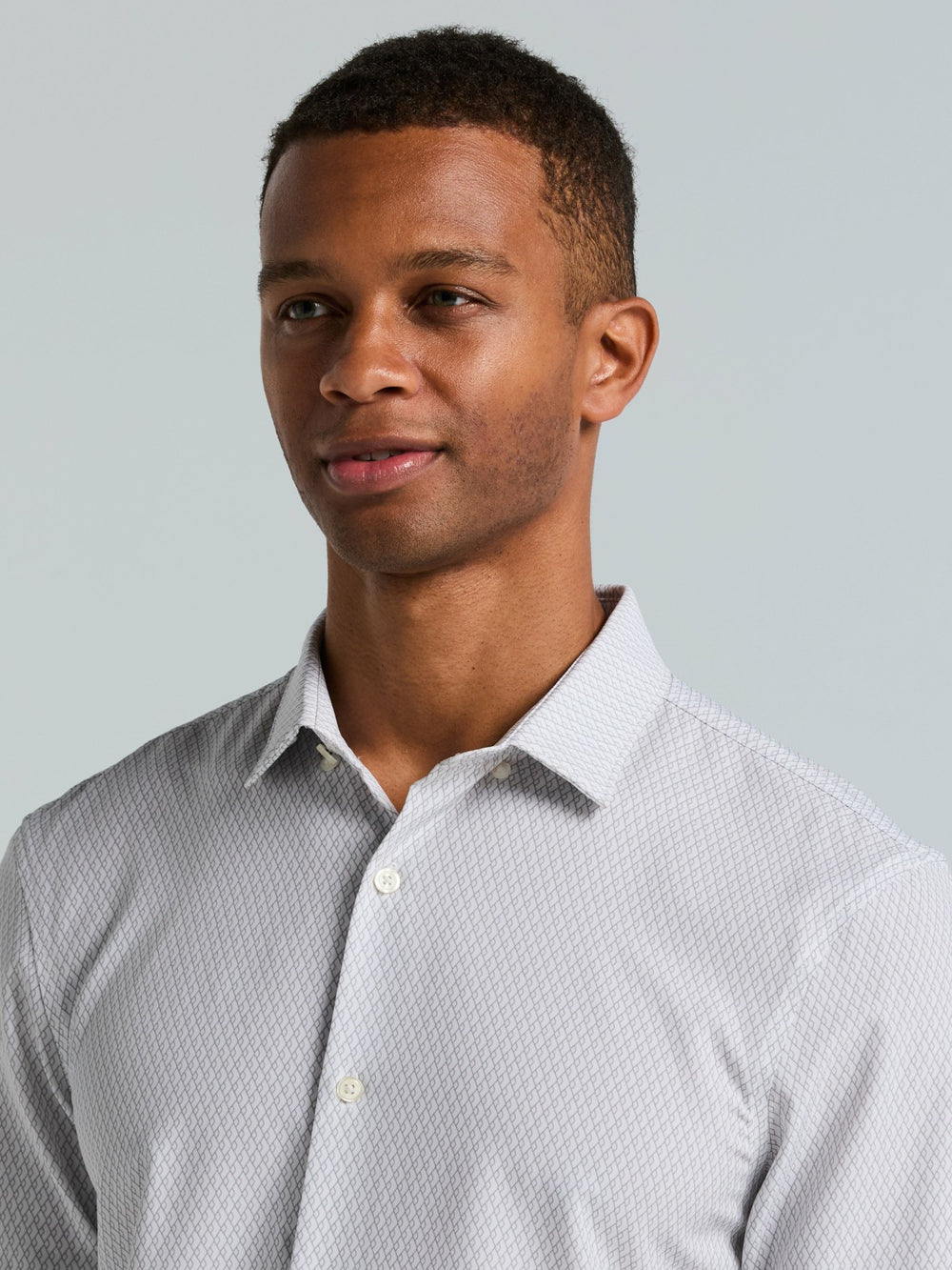 Slim Fit Total Stretch Diamond Geo Print Shirt -  Perry Ellis US