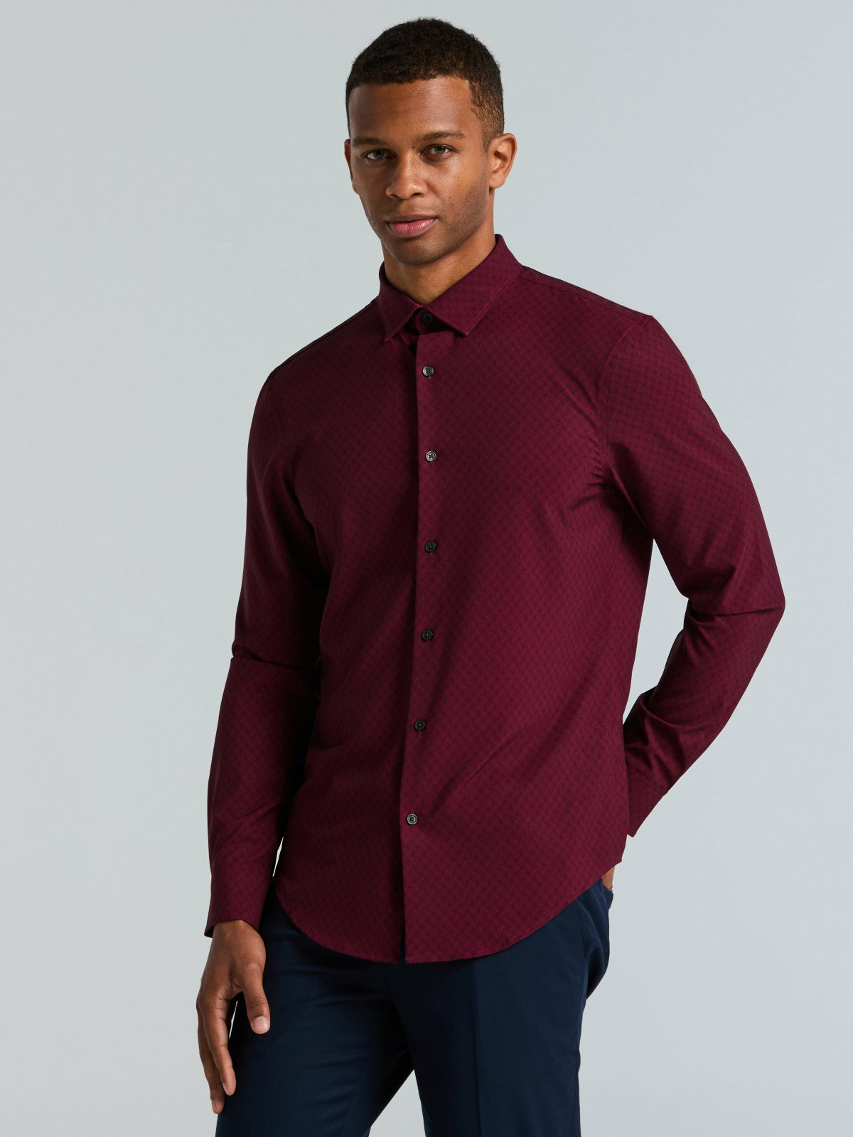 Slim Fit Geo Print Total Stretch Shirt -  Perry Ellis near me