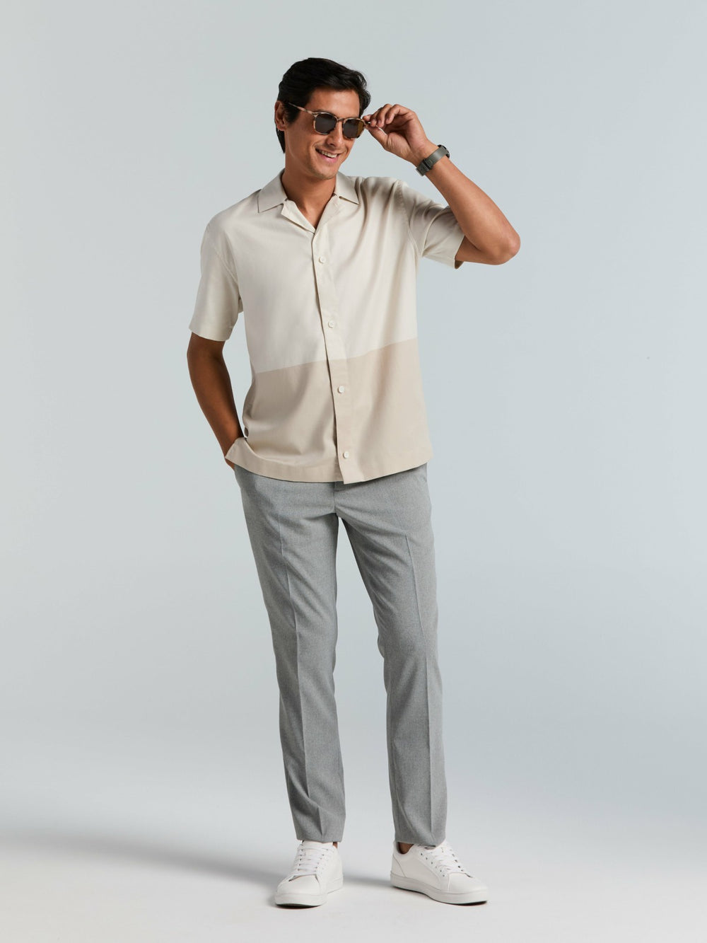 Tonal Colorblock Shirt -  Perry Ellis sale