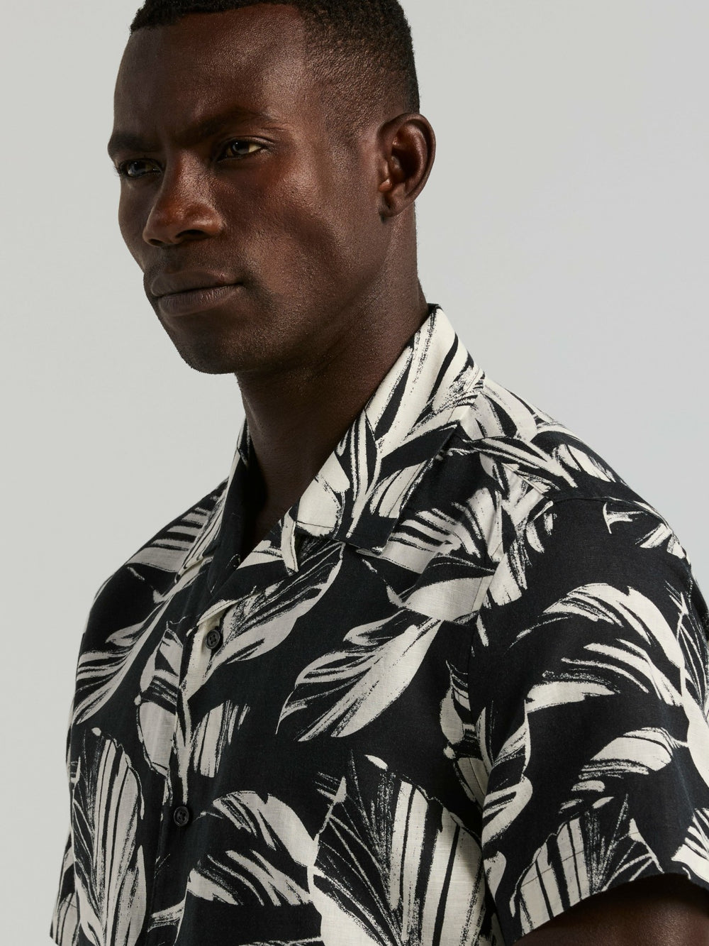 Leaf Print Camp Collar Shirt -  Perry Ellis for sale