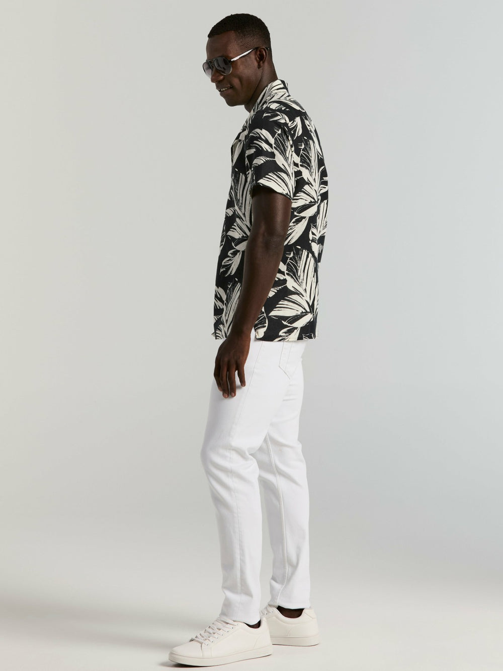 Leaf Print Camp Collar Shirt -  Perry Ellis for sale