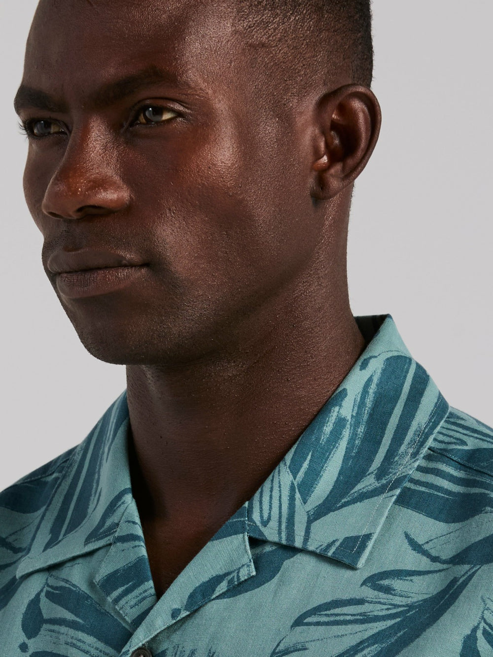 Leaf Print Camp Collar Shirt -  Perry Ellis for sale