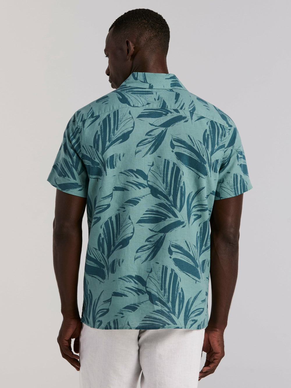 Leaf Print Camp Collar Shirt -  Perry Ellis for sale