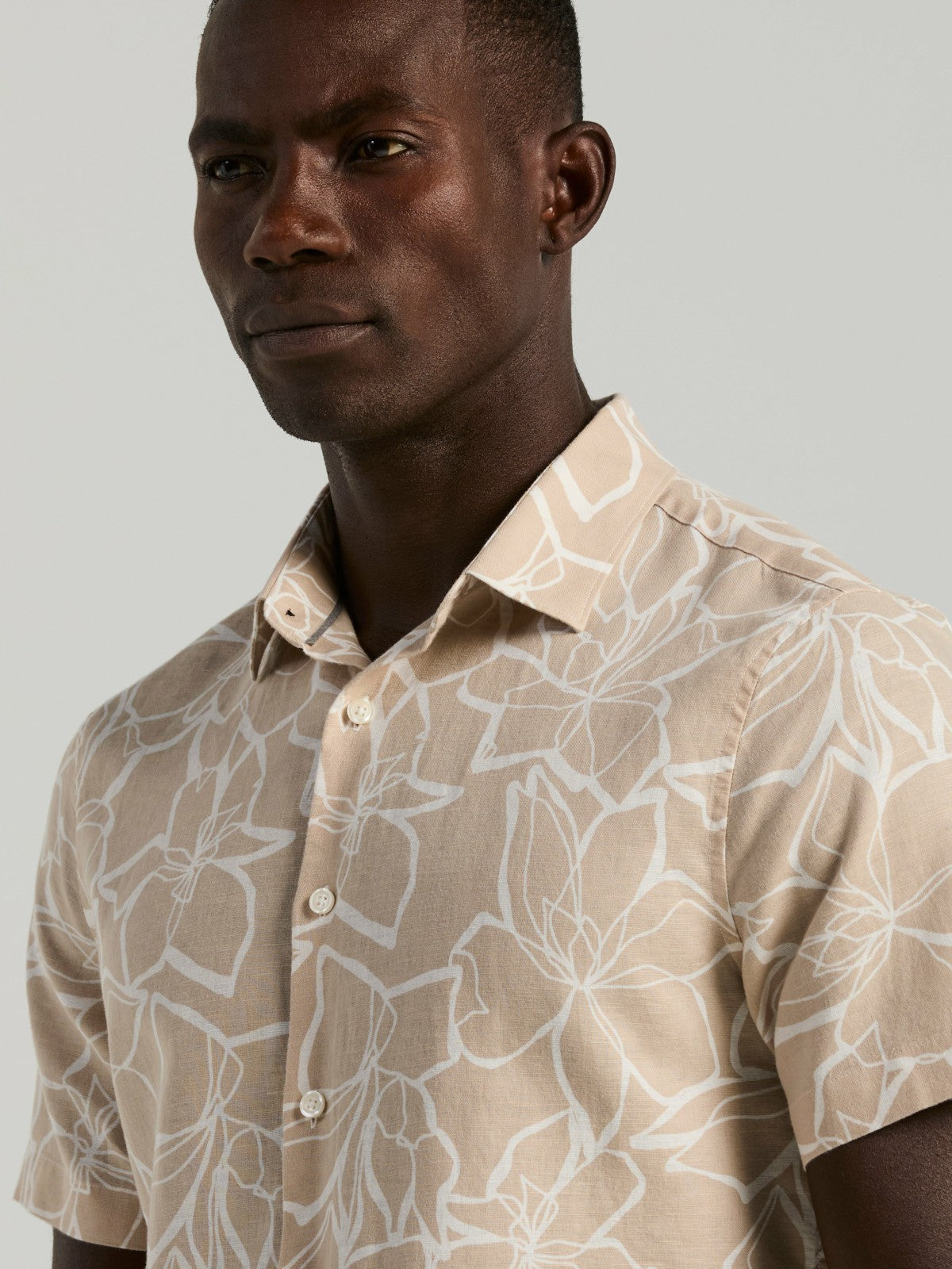 Linen Floral Print Shirt -  Perry Ellis on sale