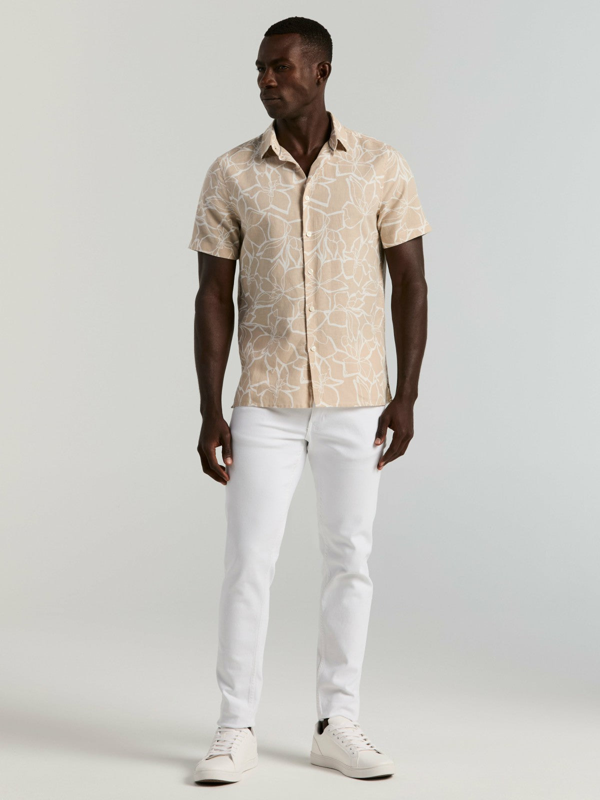 Linen Floral Print Shirt -  Perry Ellis on sale