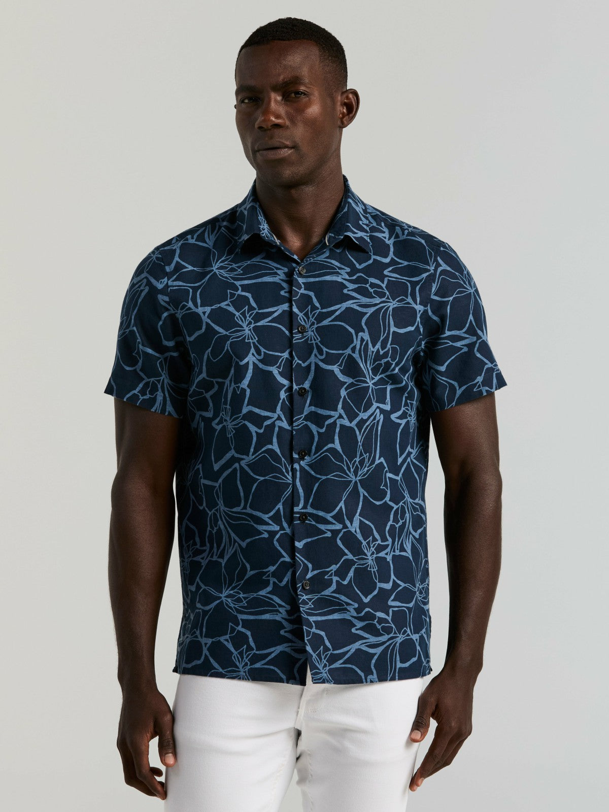 Linen Floral Print Shirt -  Perry Ellis on sale