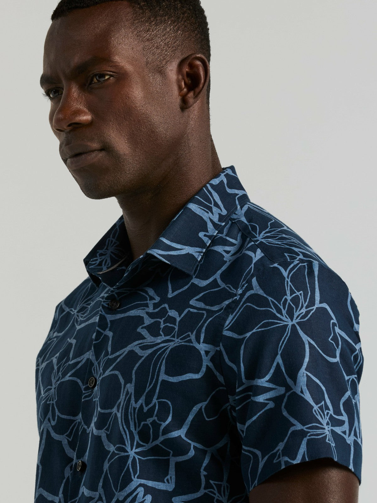 Linen Floral Print Shirt -  Perry Ellis on sale