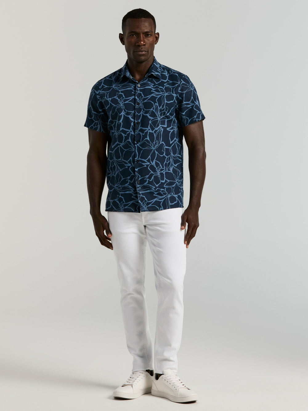 Linen Floral Print Shirt -  Perry Ellis on sale