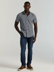 Slim Fit Wave Print Total Stretch Shirt -  Perry Ellis online