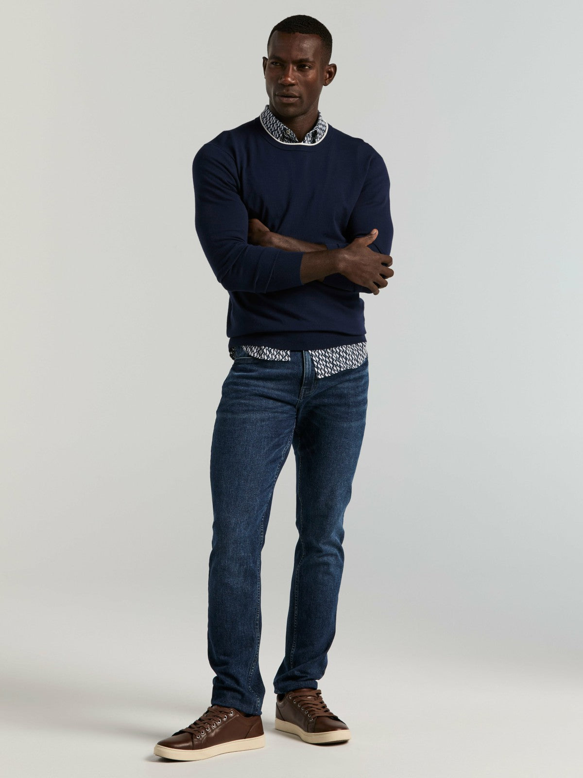 Slim Fit Wave Print Total Stretch Shirt -  Perry Ellis online