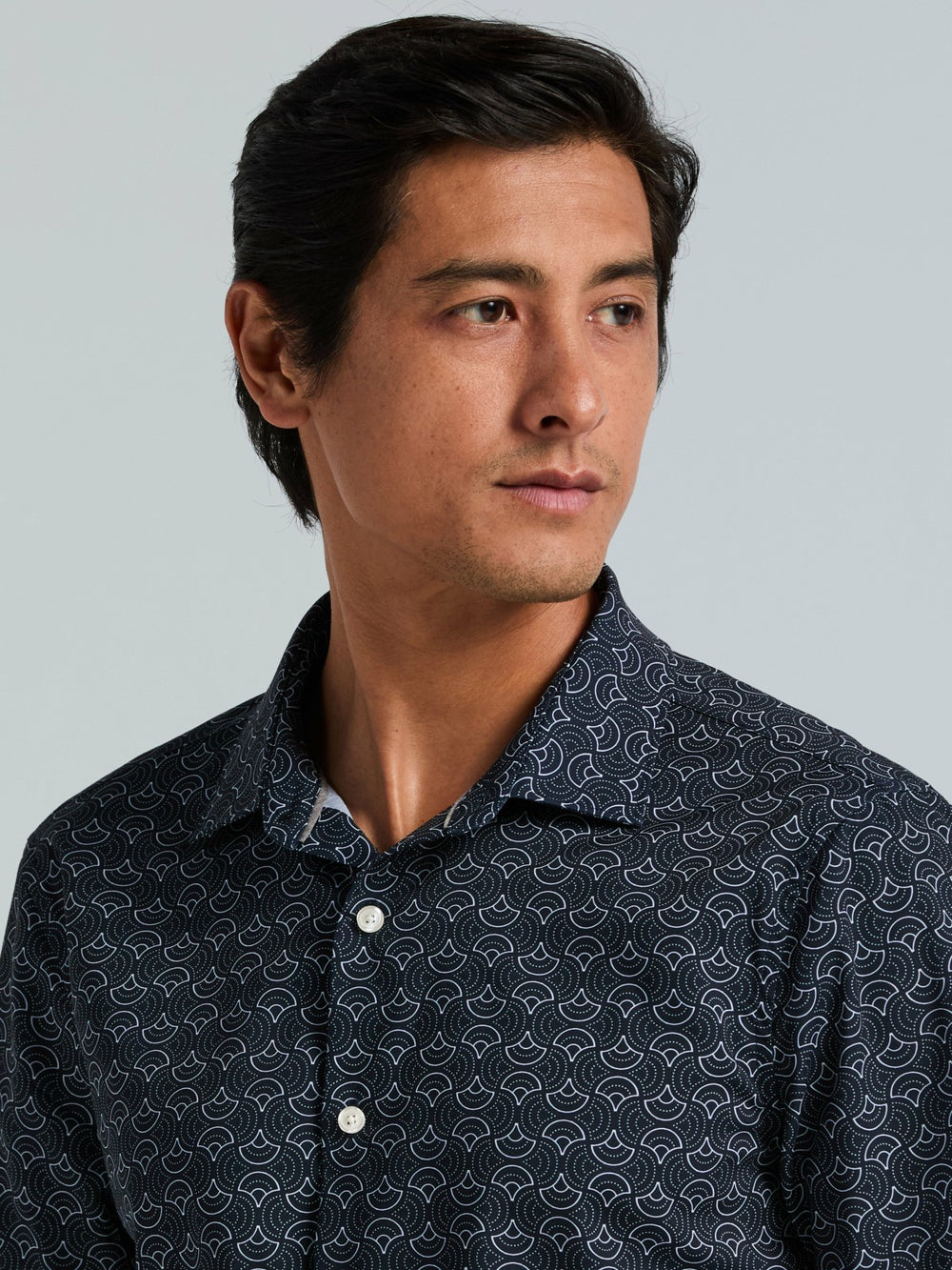 Dotted Wave Print Slim Fit Total Stretch Shirt -  Perry Ellis discount