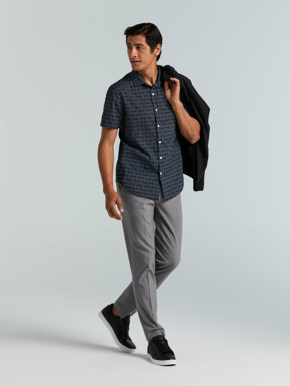 Dotted Wave Print Slim Fit Total Stretch Shirt -  Perry Ellis discount